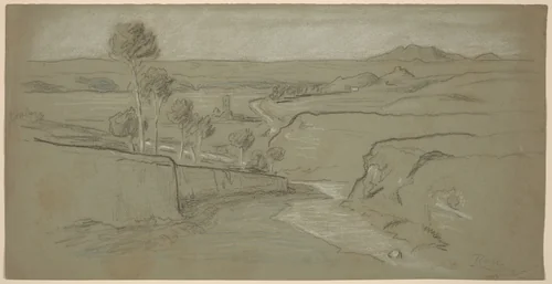 Roman Landscape by Elihu Vedder, drawing, 1900