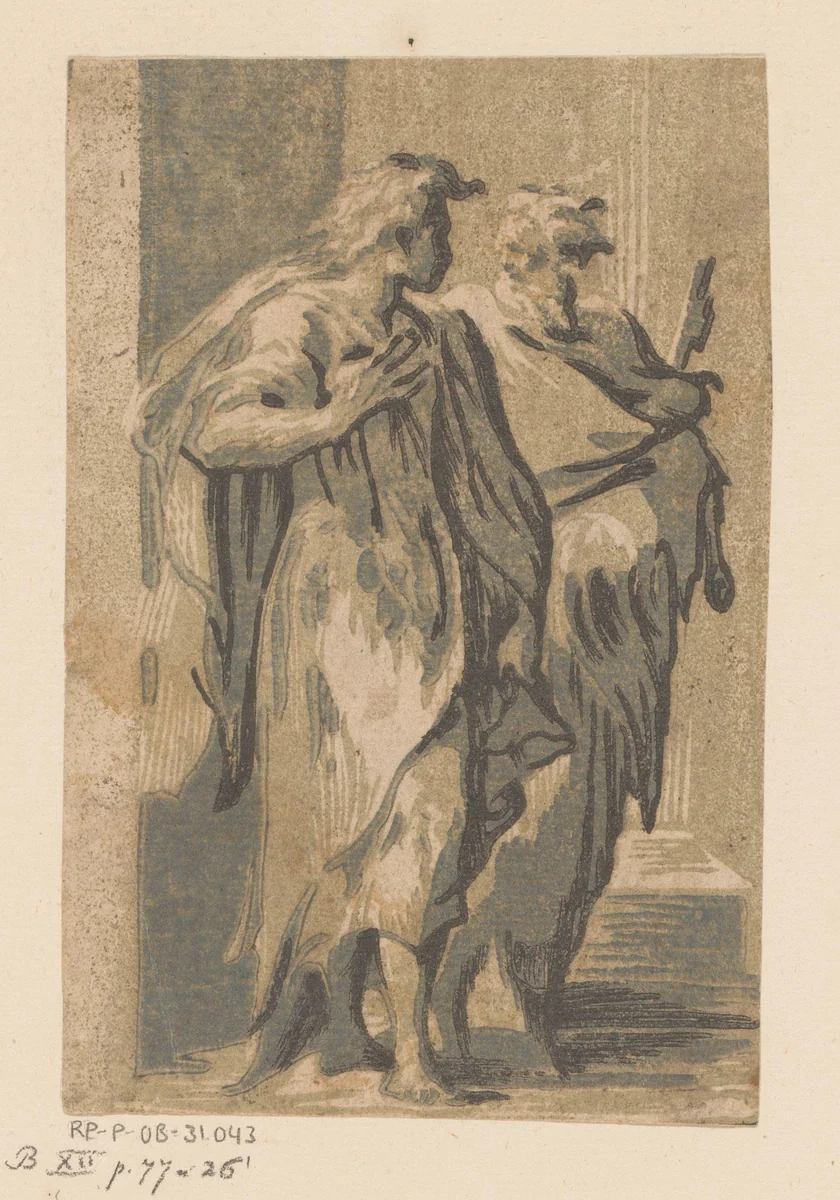 Heiligen Johannes en Petrus by Unknown, print, 1502-1532