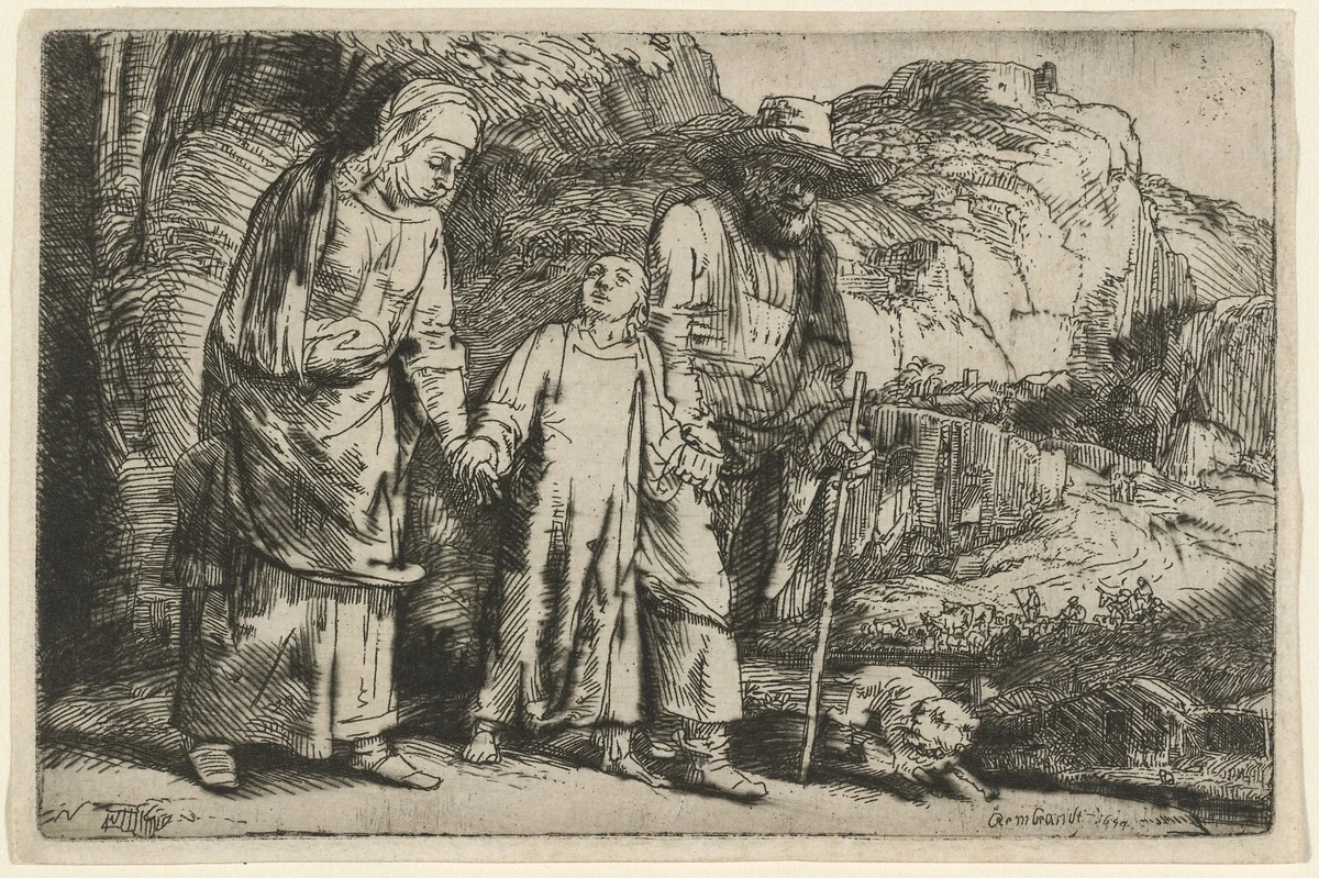 Christ Returning from the Temple with His Parents by Rembrandt van Rijn, print, 1654