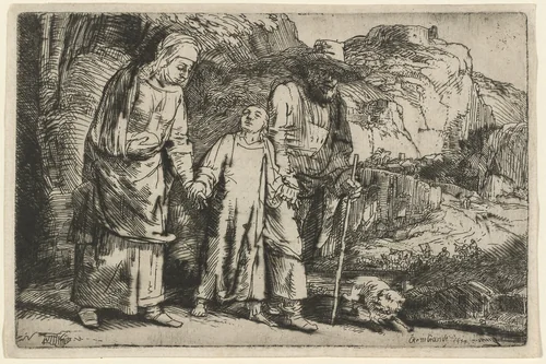 Christ Returning from the Temple with His Parents by Rembrandt van Rijn, print, 1654