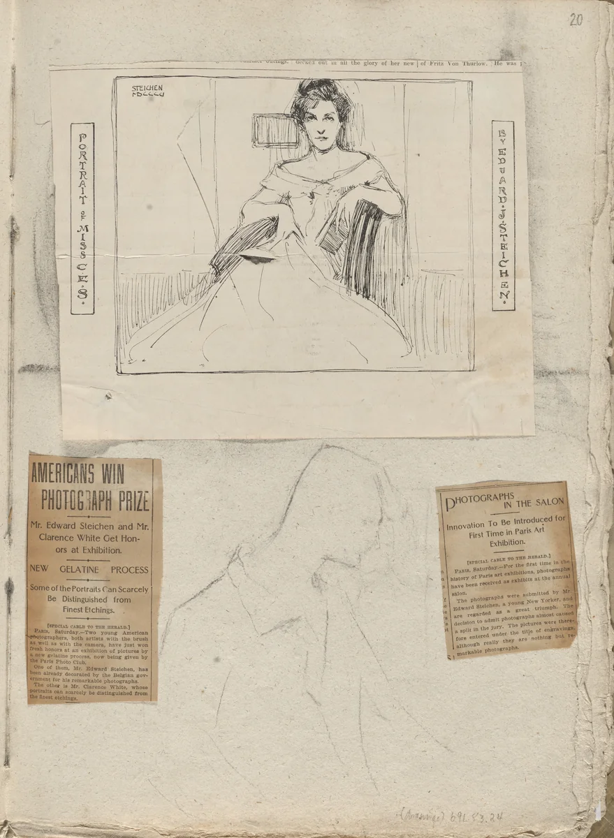 Artist sketching and drawing after Gertrude Käsebier;s portrait of Edward Steichen by Edward Steichen, photograph, 1901
