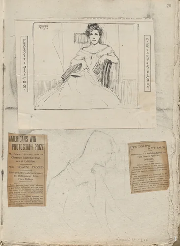 Artist sketching and drawing after Gertrude Käsebier;s portrait of Edward Steichen by Edward Steichen, photograph, 1901