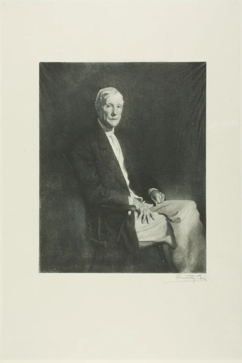 Portrait of John D. Rockefeller by Timothy Cole, print, 1921