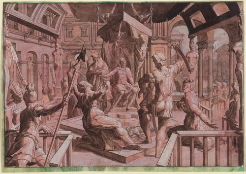 The Judgment of Solomon by Master of the Liechtenstein Adoration, drawing, 1550