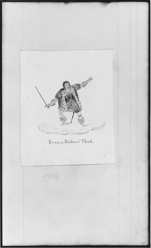 "Kean as Richard Third" (from Sketchbook) by John William Casilear, artwork, 1811-1893