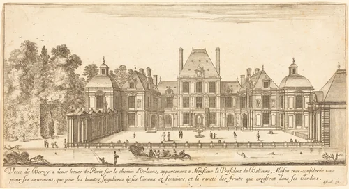 Veue de Berny a deux lieues de Paris sur le chemin d'Orléans by Israël Silvestre, print, 1651