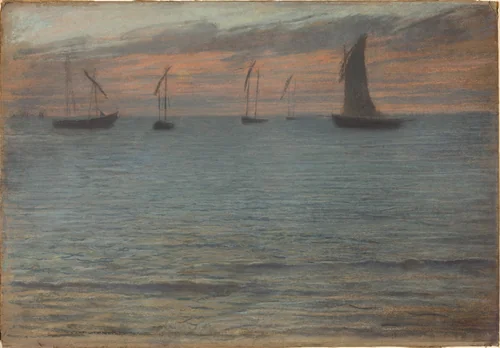 A Seascape at Sunset by Ernest-Ange Duez, drawing, 1880-1889