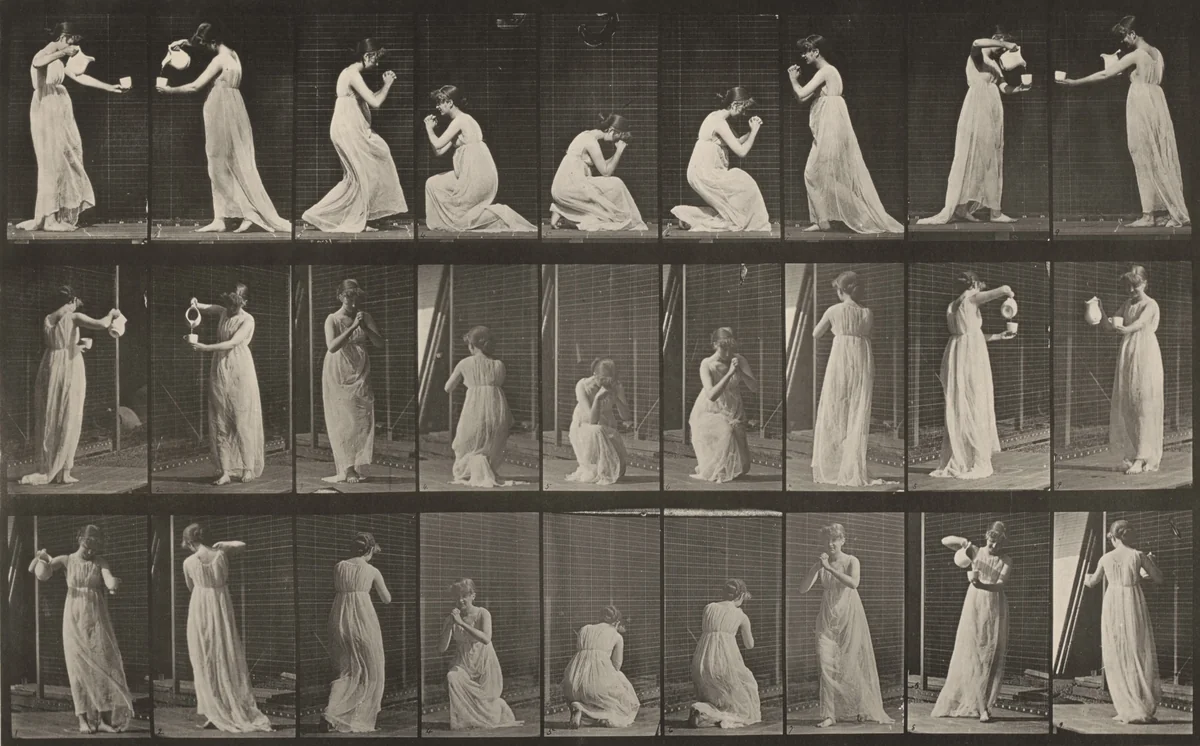 Plate Number 502. Miscellaneous, stooping, kneeling, etc. by Eadweard Muybridge, photograph, 1887