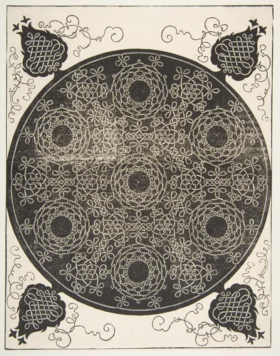 “The Sixth Knot”. Interlaced Roundel with Seven Wreaths by Albrecht Dürer, print, 1500-1521