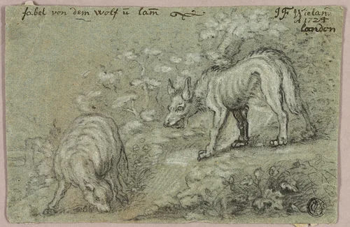Fable of the Wolf and the Lamb by J. F. Wieland, drawing, 1724-1799