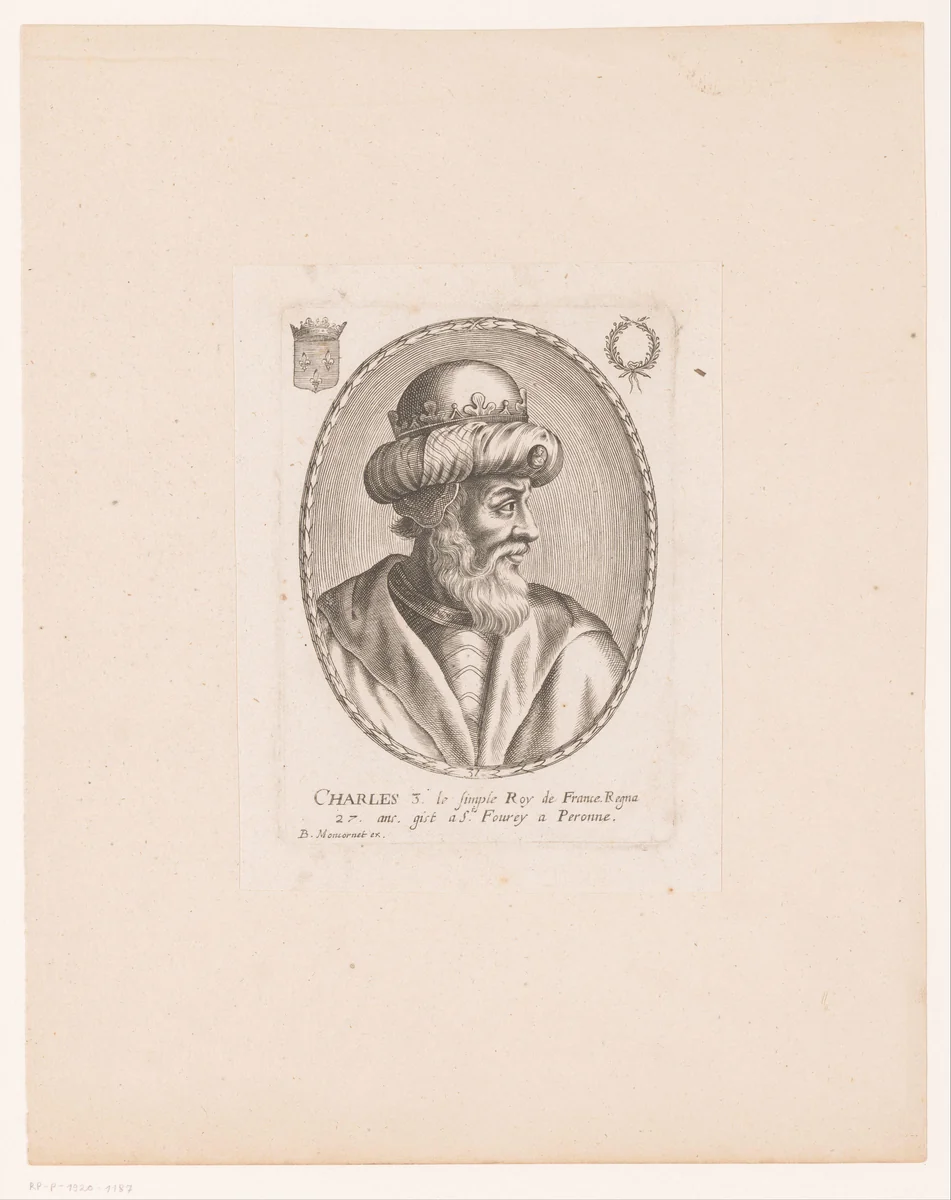 Portret van Karel III de Eenvoudige van Frankrijk by anonymous, print, 1610-1668