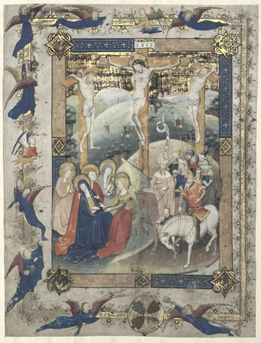 Leaf from a Missal: The Crucifixion (Frontispiece for the Canon of the Mass) by Master of Otto van Moerdrecht, manuscript, 1435-1455