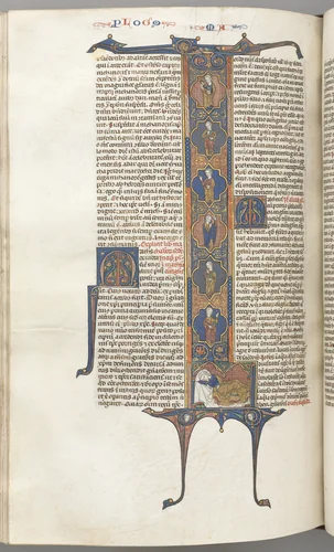 Fol. 391v, Matthew, full-length historiated initial L, the Tree of Jesse, with a sleeping Jesse at the base and six of the ancestors of Christ in irregular compartments by Unknown, book, 1270-1300