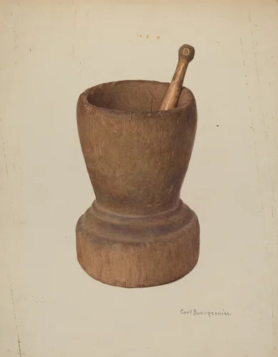 Mortar and Pestle by Carl Buergerniss, index of american design, 1939