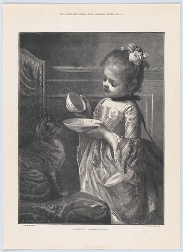 Pussy's Perquisite, from "Illustrated London News" Christmas Number by Richard Brend'amour, print, 1882