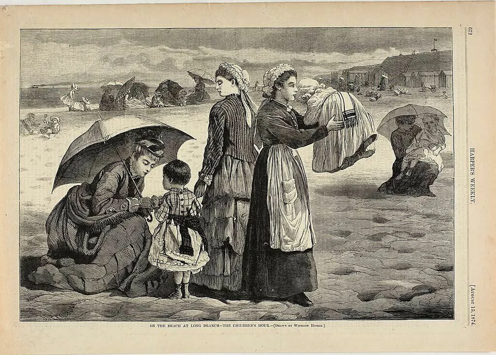 On the Beach at Long Branch—The Children's Hour by Winslow Homer, print, 1874