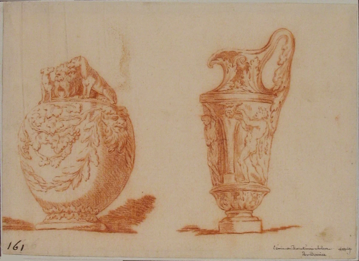 Designs for Two Vases by anonymous, drawing, 1700-1800