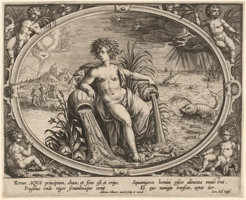 Aqua (Water) by Adriaen Collaert, print, 1587