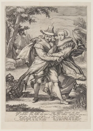Lovers Surprised by Death by Nicolaus Braeu, print, 1600-1620