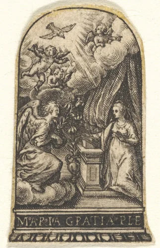 Annunciation by Johann Theodor de Bry, print, 1580-1600