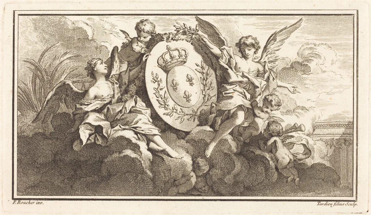Royal Coat of Arms of Louis XV by Jacques Nicolas Tardieu, print, 1745