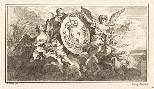 Royal Coat of Arms of Louis XV by Jacques Nicolas Tardieu, print, 1745