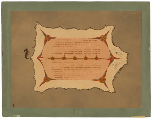 Facsimile of a Sioux Robe with Porcupine Quills by George Catlin, painting, 1861-1869