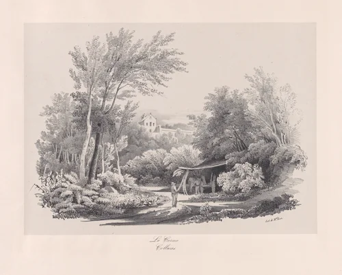 View of Sinta near the Colares river by Clementine de Brelaz, print, 1840