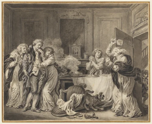 The Angry Wife by Jean-Baptiste Greuze, drawing, 1780-1790