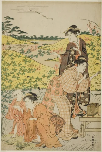 A Picnic Party by Katsukawa Shuncho, print, 1780-1800