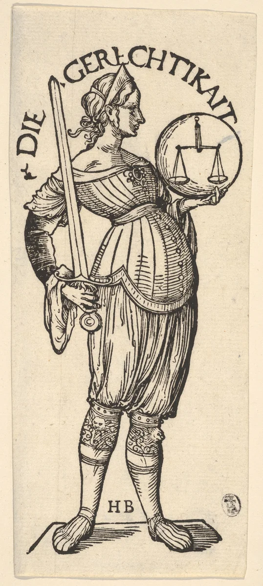 Justice (Die Gerechtikait), from "The Seven Virtues" by Hans Burgkmair, print, 1498-1531