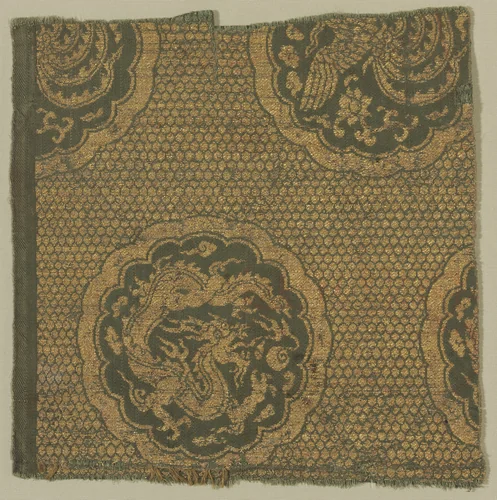 Textile with Phoenixes and Dragons by Unknown, textile, 1279-1368