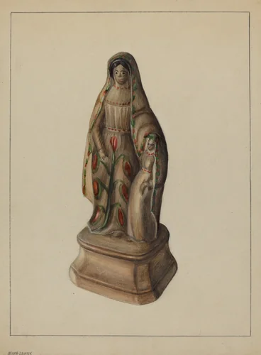 Pa. German Chalkware Mother and Child by Mina Lowry, index of american design, 1937
