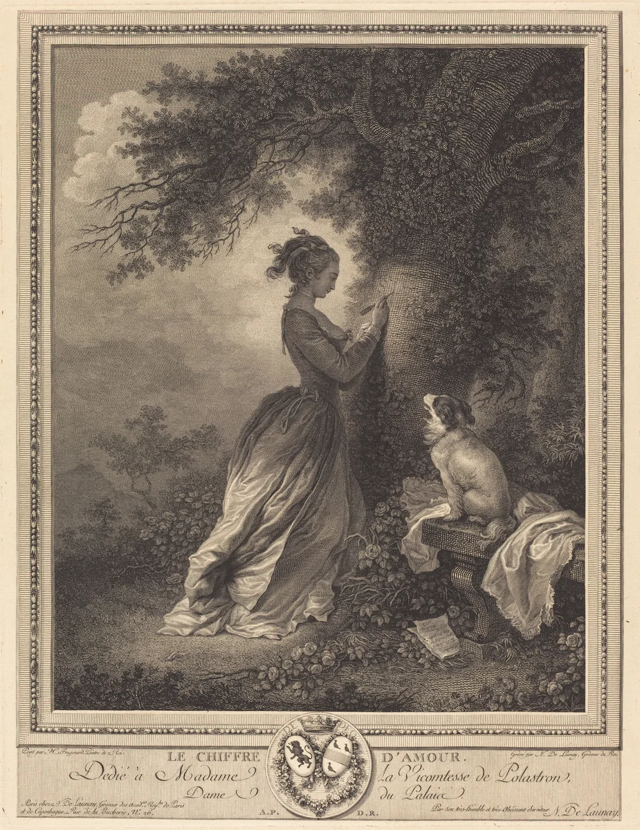 Le Chiffre d'amour by Nicolas Delaunay; Jean Honoré Fragonard, print, 1786