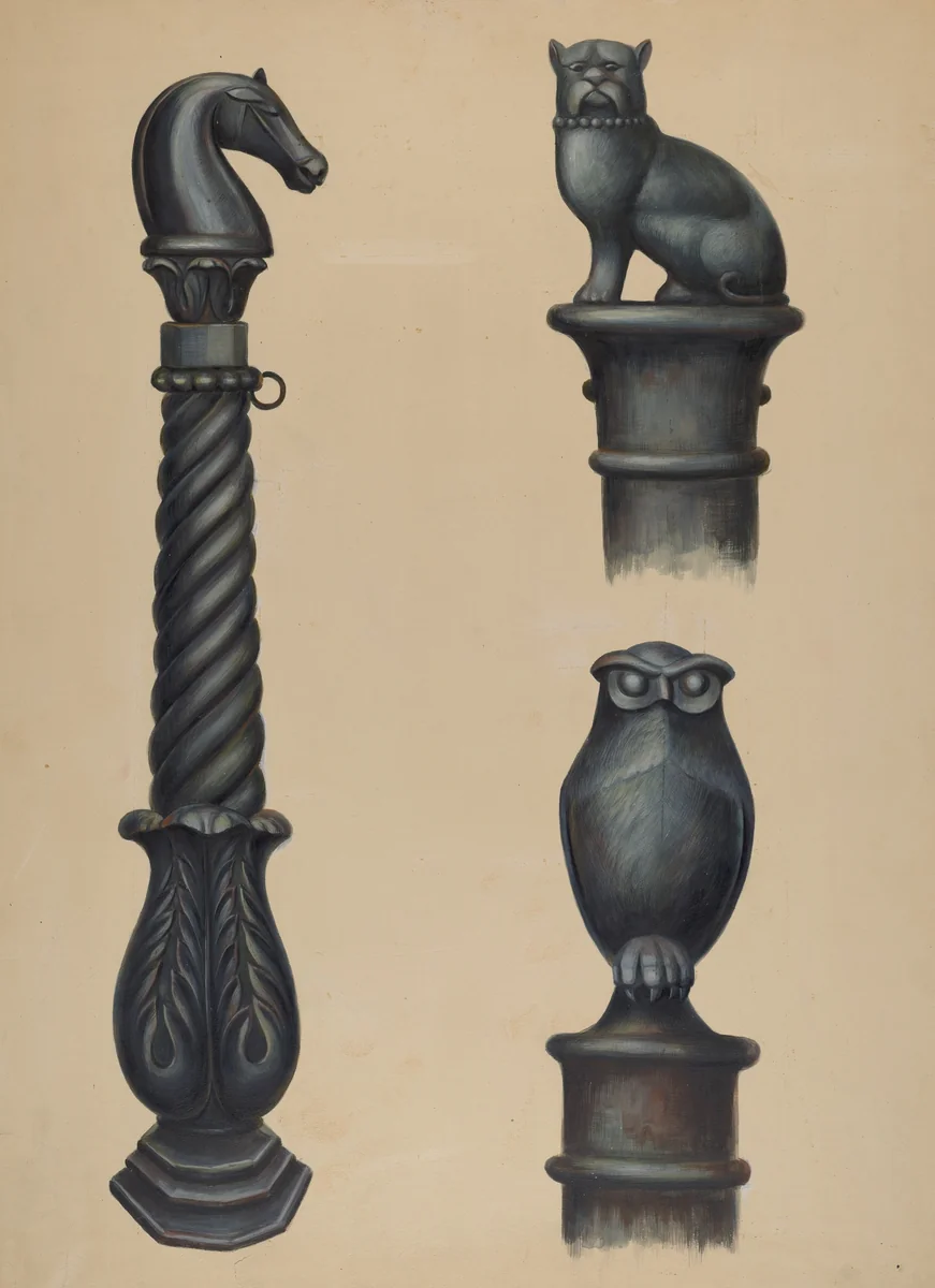Cast Iron Hitching Post by V.L. Vance, index of american design, 1941
