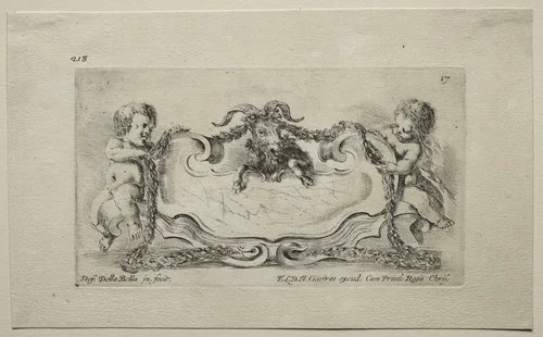 Collection of Various Caprices and New Designs of Cartouches and Ornaments: No 17 by Stefano della Bella, print, 1646