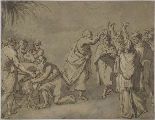 The Return of Joseph by John Michael Rysbrack, drawing, 1700-1770
