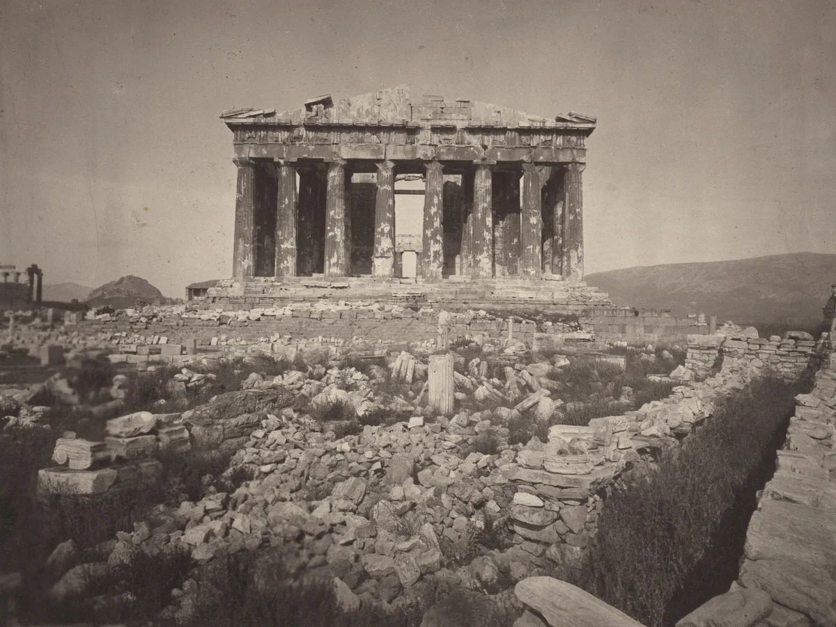 Western Facade of the Parthenon by William James Stillman, photograph, 1869