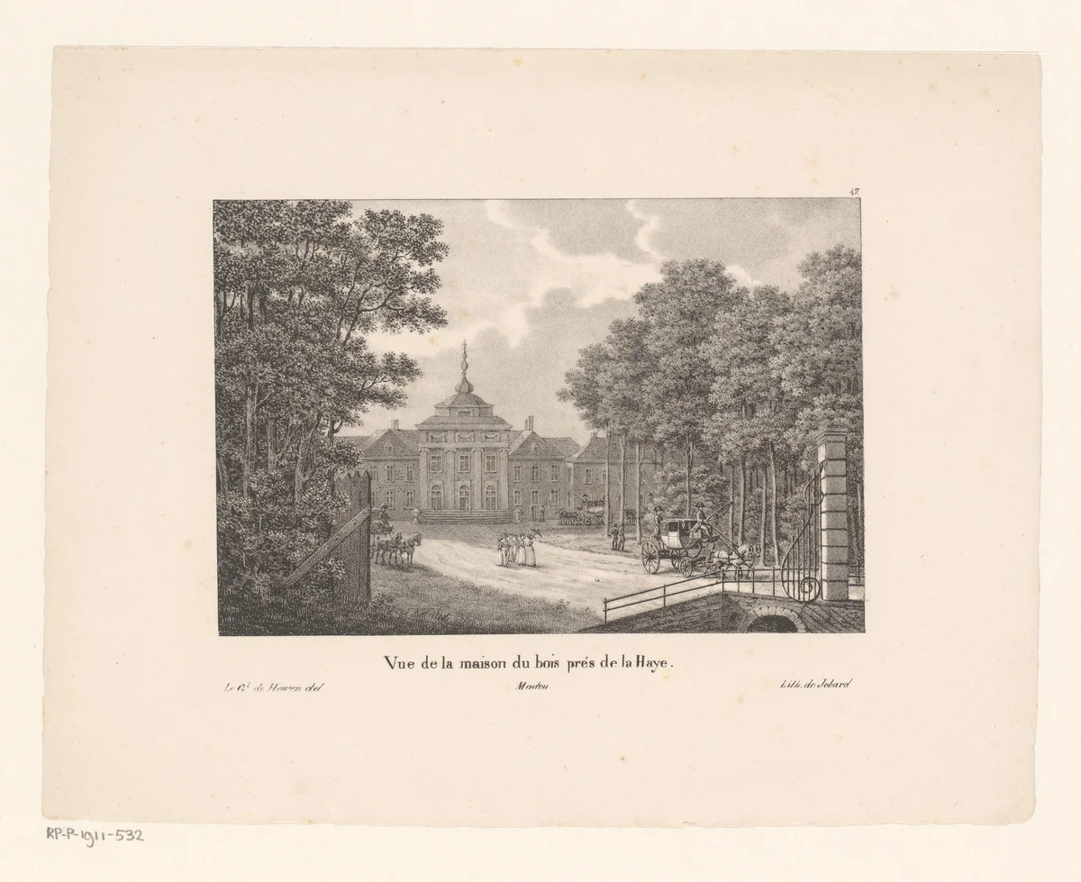 Gezicht op Paleis Huis ten Bosch by Jean Baptiste Madou, print, 1827-1829