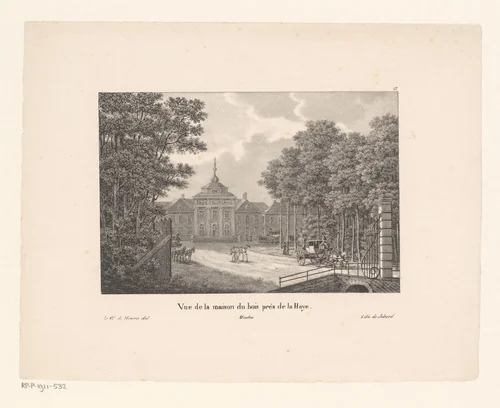 Gezicht op Paleis Huis ten Bosch by Jean Baptiste Madou, print, 1827-1829