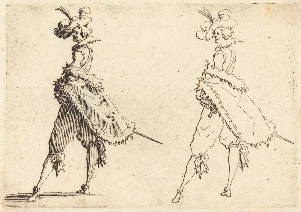 Gentleman Viewed from the Side by Jacques Callot, print, 1617