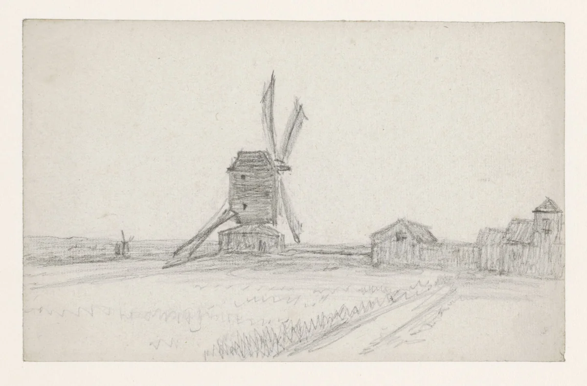 Molen op de Butte by Georges Michel, drawing, 1773-1843