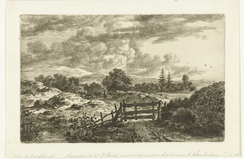 Een herder met koeien op de weg naar Waalsdorp by Ernst Willem Jan Bagelaar, print, 1798-1837