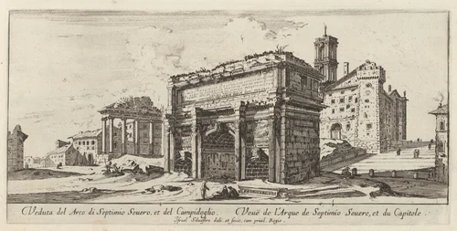 Veduta del Arco di Septimio Severo, et del Campidoglio by Israël Silvestre, print, 1640-1660