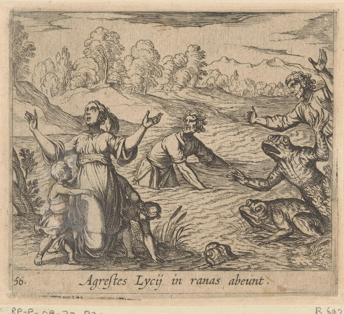 Latona verandert de Lycische boeren in kikkers by Antonio Tempesta, print, 1606