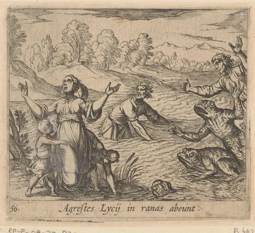 Latona verandert de Lycische boeren in kikkers by Antonio Tempesta, print, 1606