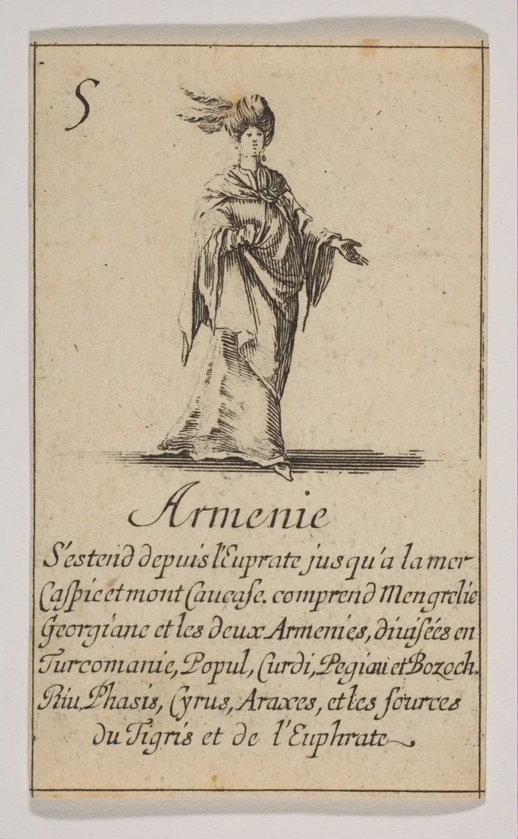 Armenie, from "Jeu de la Géographie" by Stefano della Bella, print, 1644