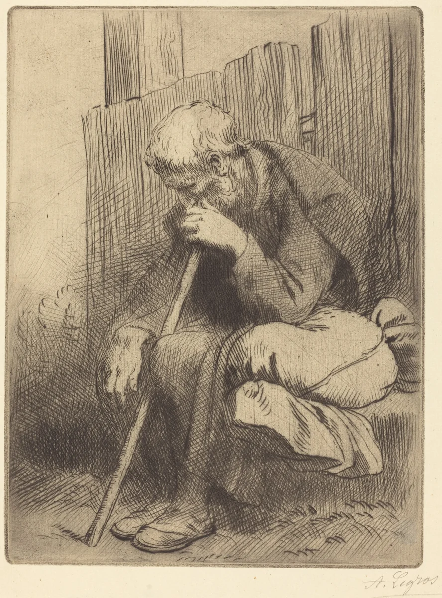Thinker (Le penseur) by Alphonse Legros, print, 1837-1911