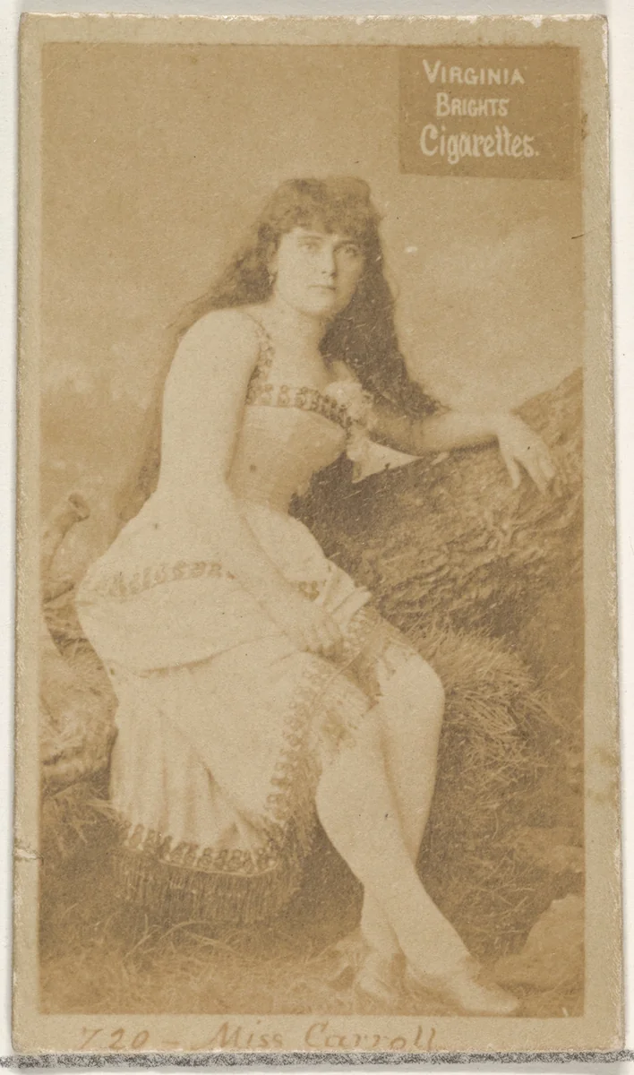 Card 720, Miss Carroll, from the Actors and Actresses series (N45, Type 2) for Virginia Brights Cigarettes by Allen & Ginter, photograph, 1885-1891