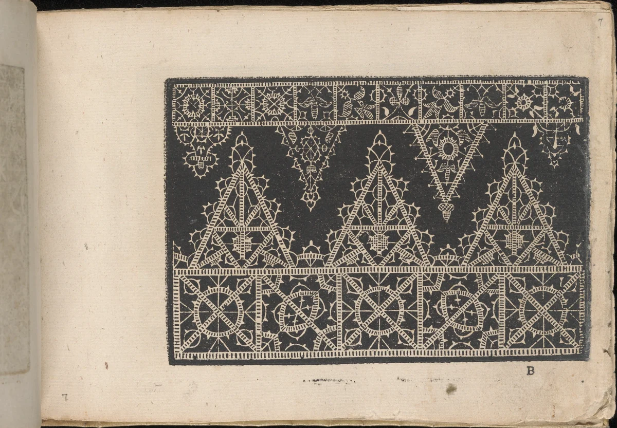 Fiori di Ricami Nuovamente Posti in Luce, page 7 (recto) by Matteo Florimi, book, 1591